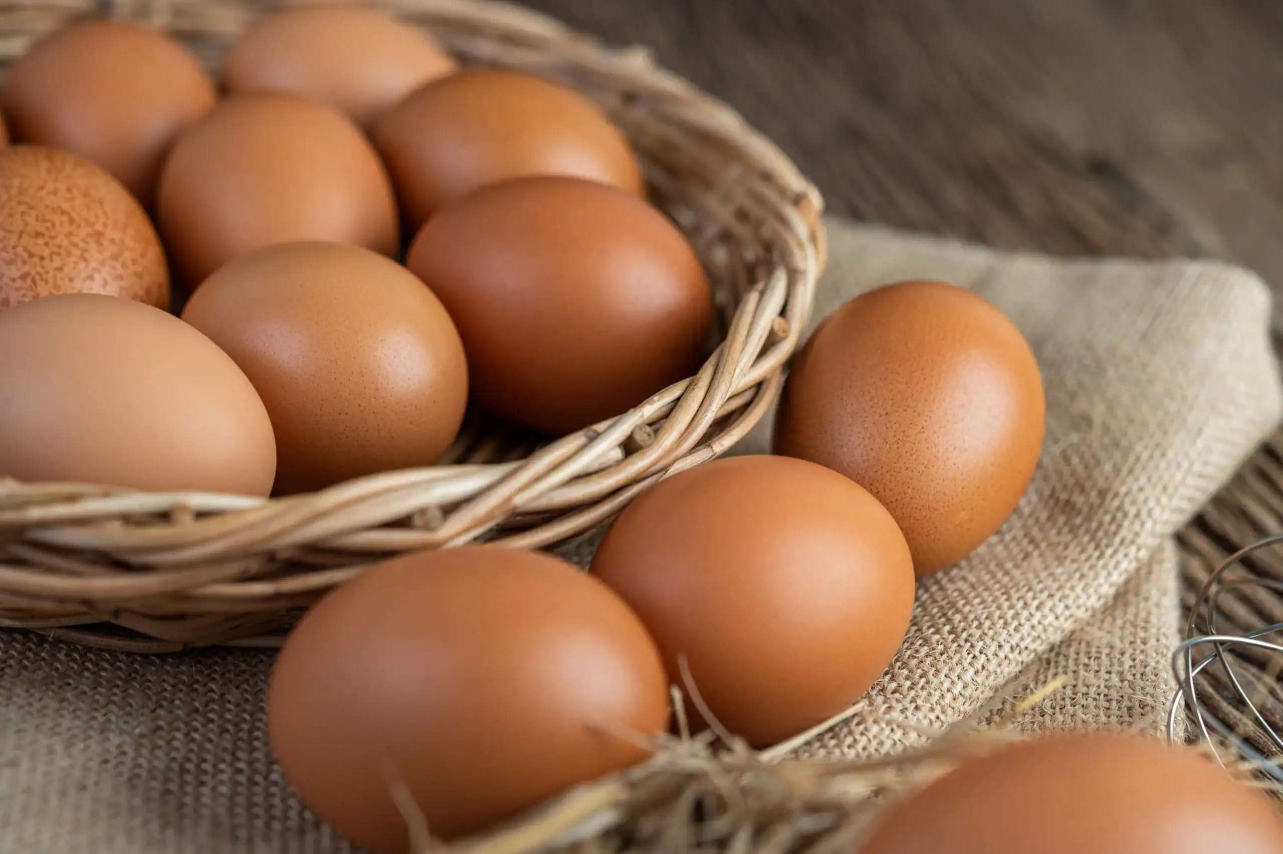 Brown eggs in basket